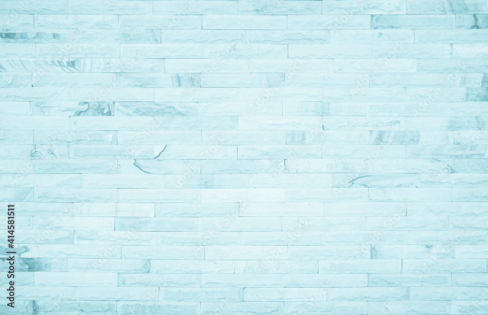 Pastel Blue and White brick wall texture background. Brickwork painted