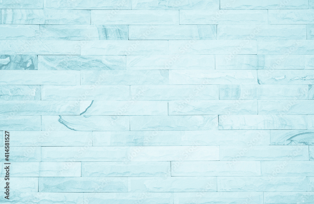 Pastel Blue and White brick wall texture background. Brickwork painted