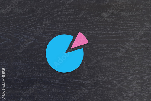 Obraz na płótnie A circular diagram in blue and pink on a dark background. Part of the whole. Financial analysis, business planning. w salonie