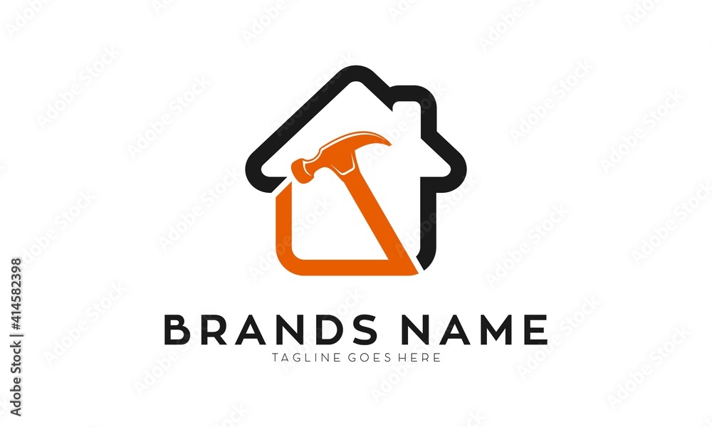 Hammer house simple logo design Hammer house simple logo design