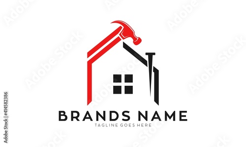 Creative home renovation vector logo