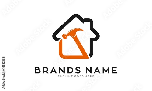 Hammer house simple logo design
