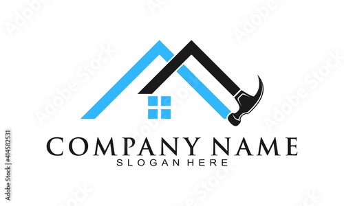 Roof of hammer house vector logo