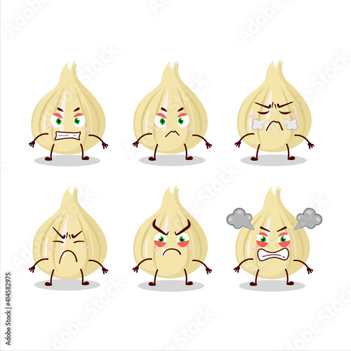 New garlic cartoon character with various angry expressions