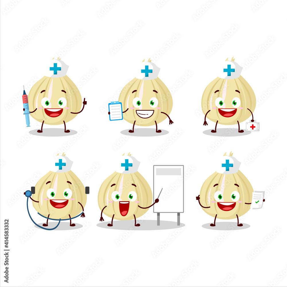 Doctor profession emoticon with new garlic cartoon character Doctor profession emoticon with new garlic cartoon character