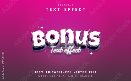 Bonus text, editable 3d purple gradient text effect photo