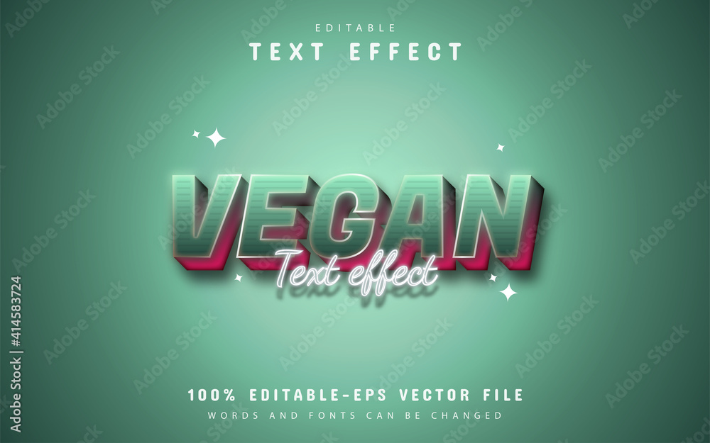 Vegan text, editable gradient style text effect