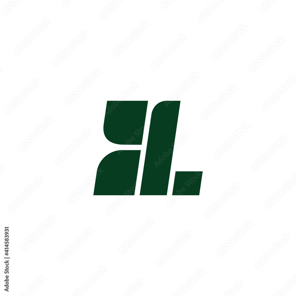 Fototapeta premium letter bl abstract leaf green geometric simple logo vector