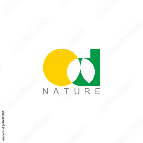 letter d plant green leaf sun nature symbol logo vector