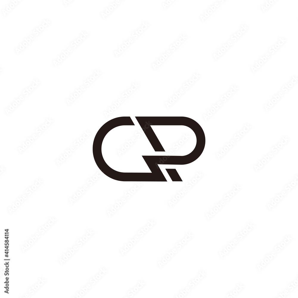 letter cr simple linked geometric line energy design logo vector