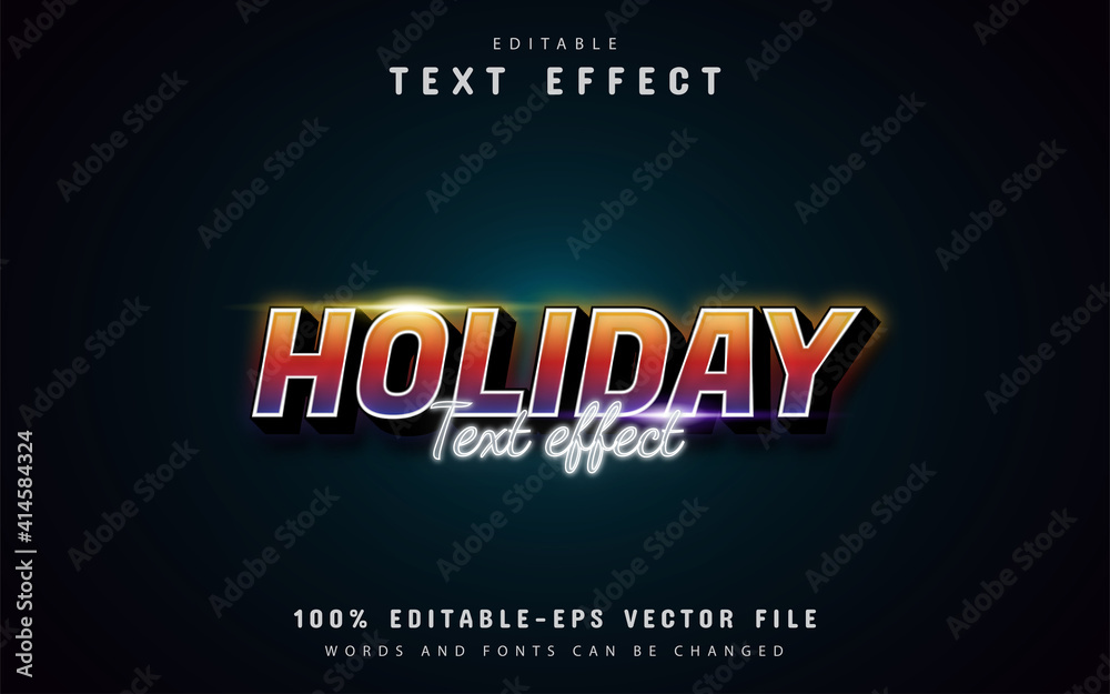 Holiday text, editable colorful gradient style text effect