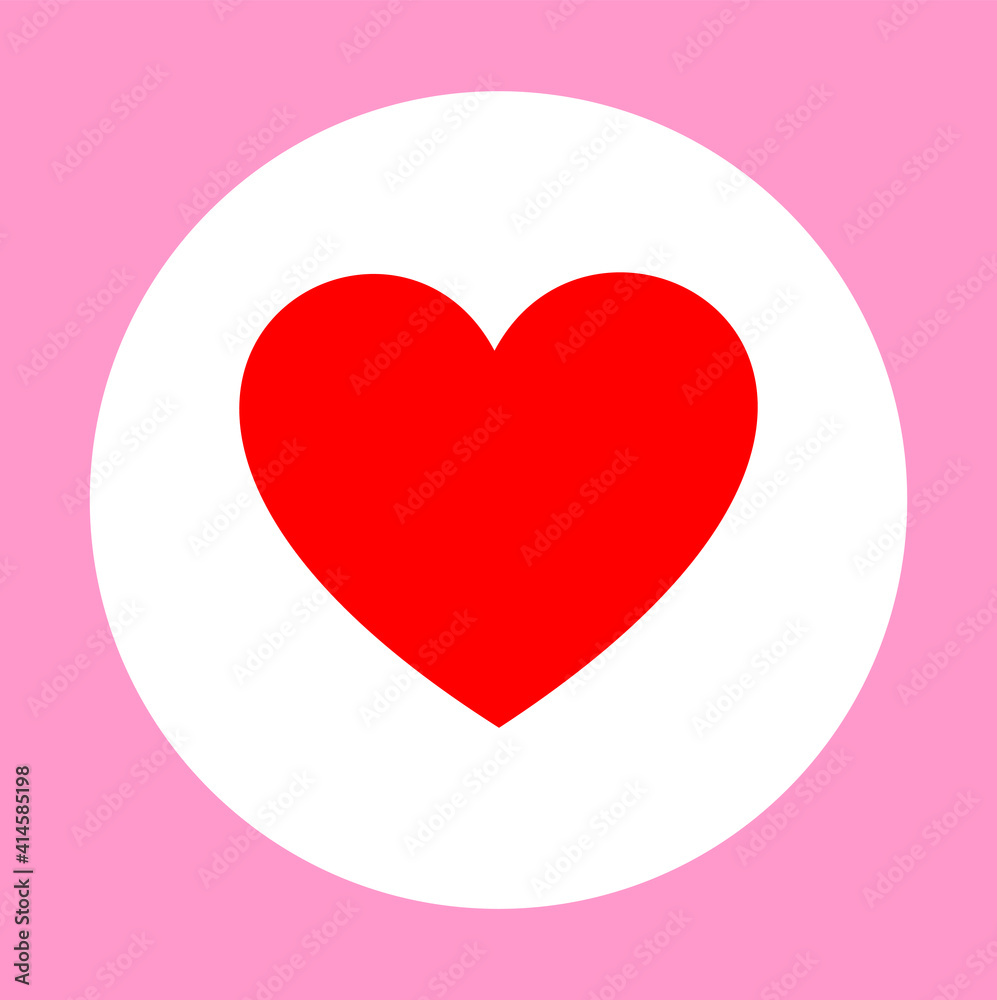 white heart shape vector illustration on red background for love symbol, logo, buttons