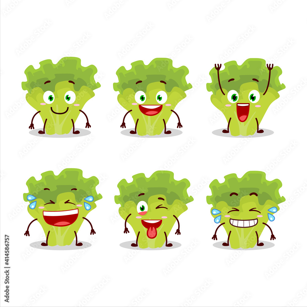 Cartoon character of lettuge with smile expression Cartoon character of lettuge with smile expression
