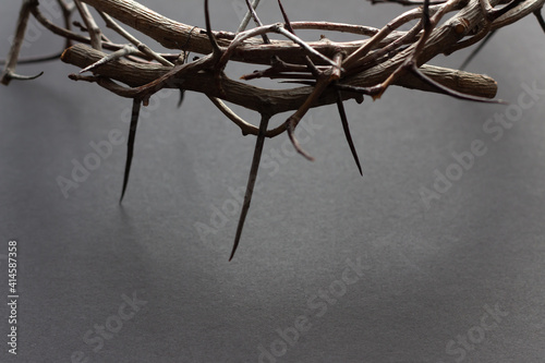 Fotografie close up crown of thorns on black background