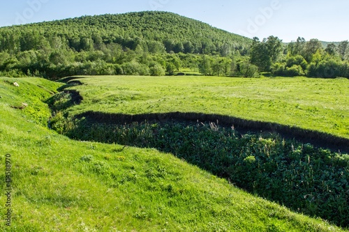 moat in the field, creek strip photo