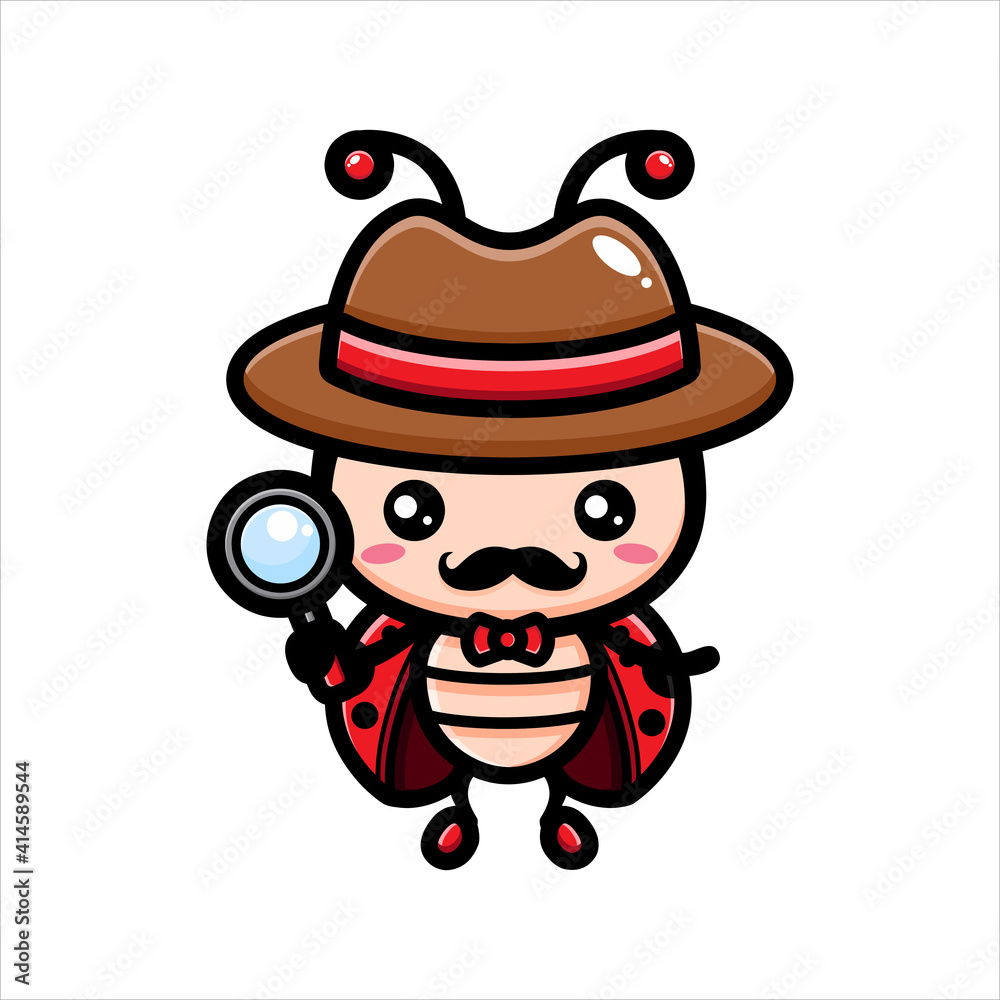 Vector design of cute cartoon male ladybug