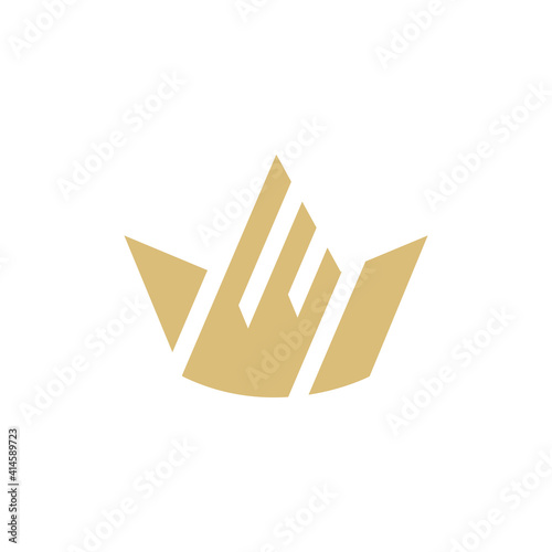 Simple minimalist king crown logo template in gold color