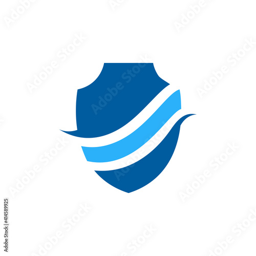 Shield wave emblem badge flat logo template