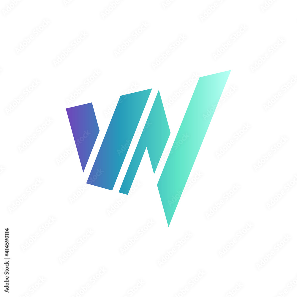 Simple letter W logo design concept in gradient blue color Simple letter W logo design concept in gradient blue color