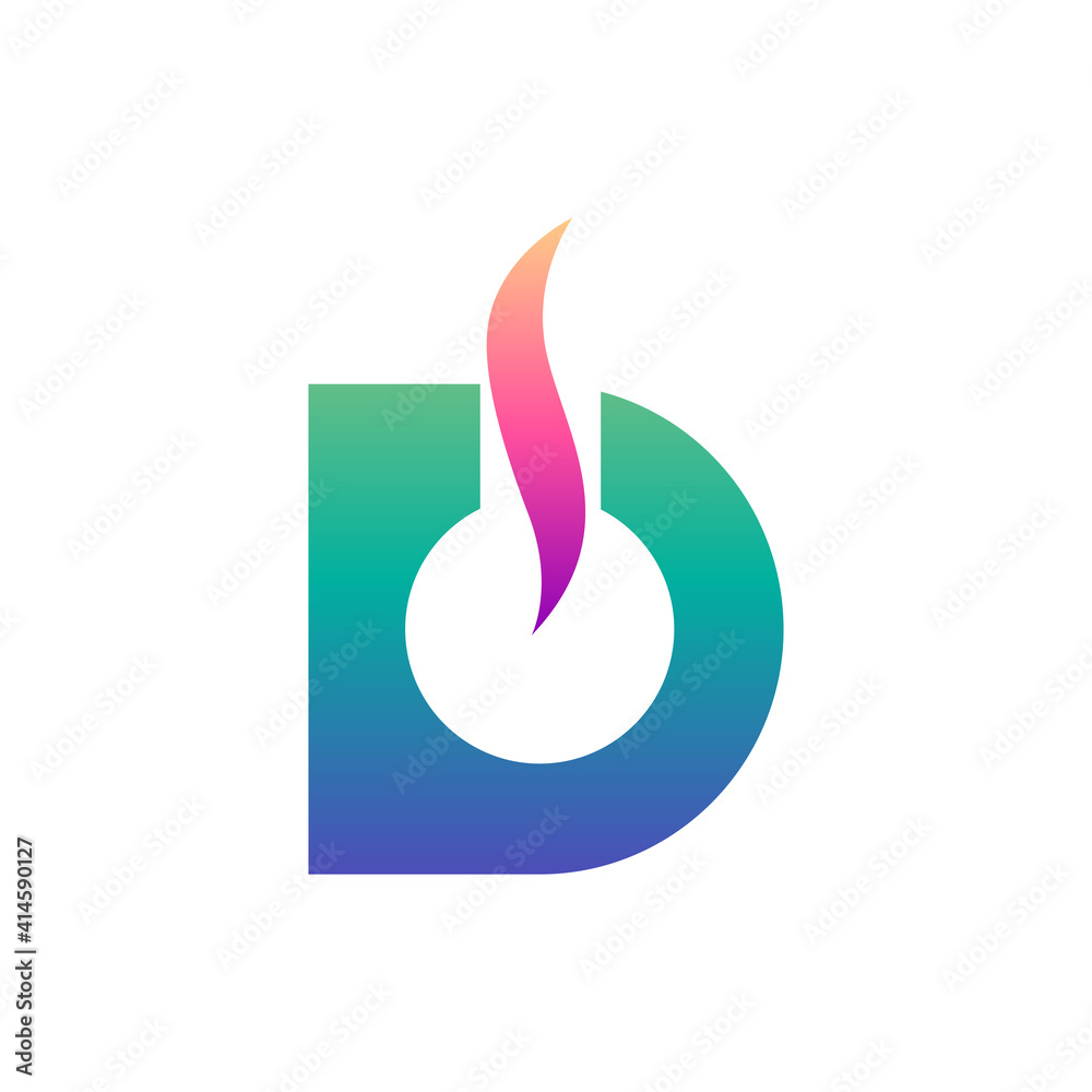 Fire letter D flat logo design template Fire letter D flat logo design template