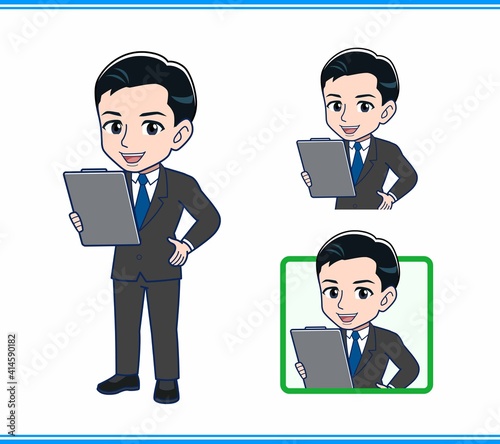 Young office worker man in a black suit