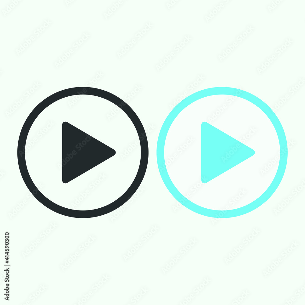 Play button icon in trendy flat style isolated on grey background. Play symbol for your web site design, logo, app, UI. Vector illustration Play button icon in trendy flat style isolated on grey background. Play symbol for your web site design, logo, app, UI. Vector illustration