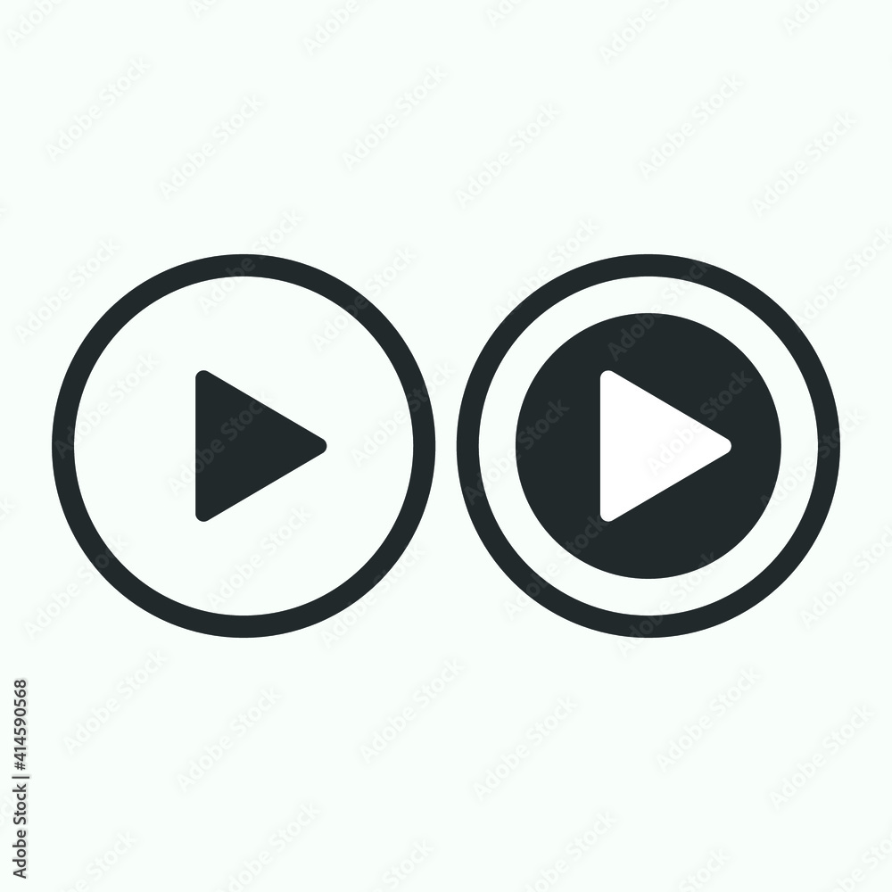 Play button icon in trendy flat style isolated on grey background. Play symbol for your web site design, logo, app, UI. Vector illustration Play button icon in trendy flat style isolated on grey background. Play symbol for your web site design, logo, app, UI. Vector illustration