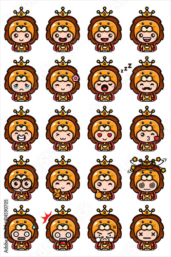 cartoon vector design set of cute lion animal bundle