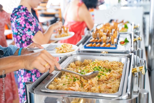 shrimp fried rice in line buffet