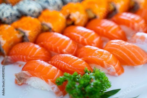 fresh salmon sushi for eat