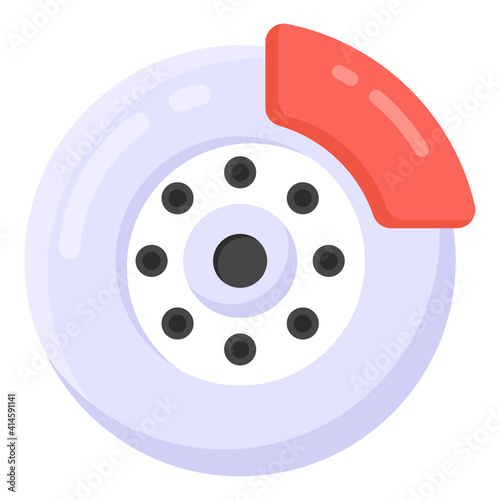 
Tire with strip denoting flat icon of puncture repair 
