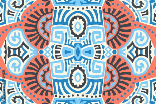 Abstract Ethnic Vector Seamless Pattern. Trendy boho tile. African textile design. Scandinavian ornament. Perfect for wallpaper, cloth, wrapping paper and other endless fill.