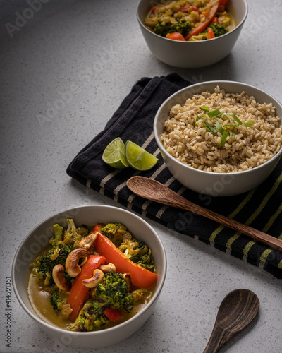 Two bowls of curry and rice