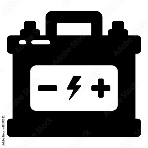 
Car battery in flat style icon, vehicle equipment 
