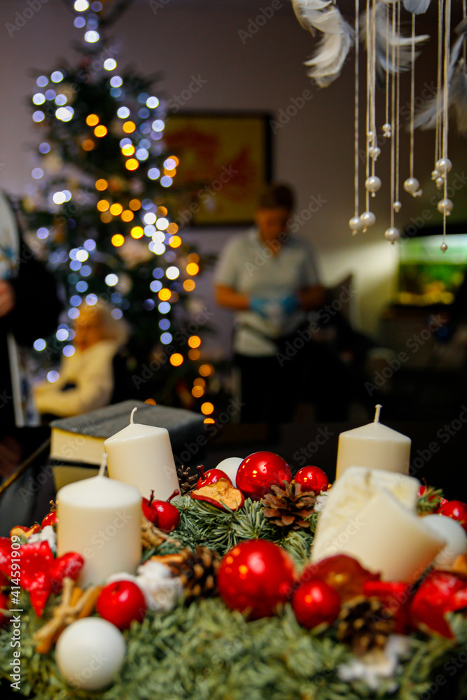 Christmas Christmas headdress with white candles.