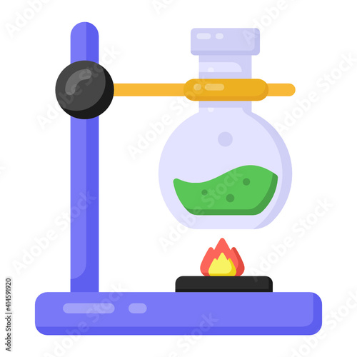 
Chemical flask, experiment icon in trendy vector style 
