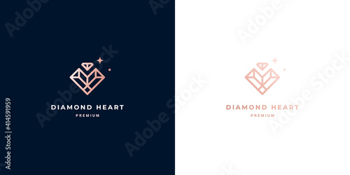 Luxurious diamond heart logo