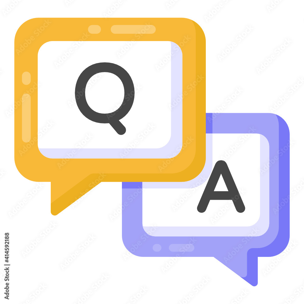 Icon of question and answer in flat style.
Icon of question and answer in flat style.