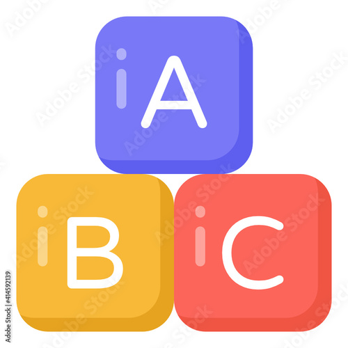 
Alphabetic blocks, kindergarten education vector in flat design.

