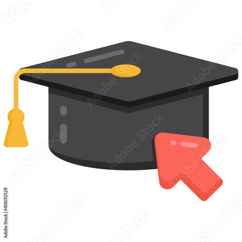 
Mortarboard with arrow, online graduation icon

