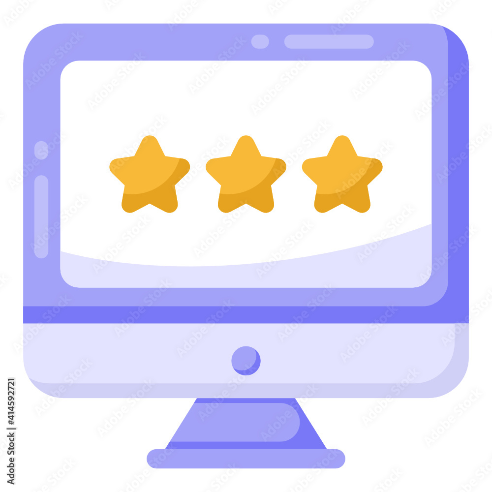 Stars inside monitor, online ratings icon
Stars inside monitor, online ratings icon