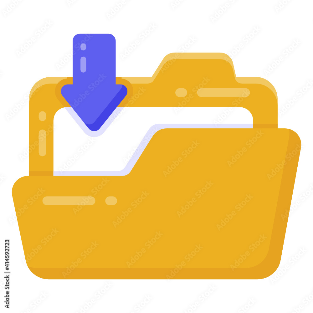 Document case with downward arrow, flat design of download folder icon
Document case with downward arrow, flat design of download folder icon