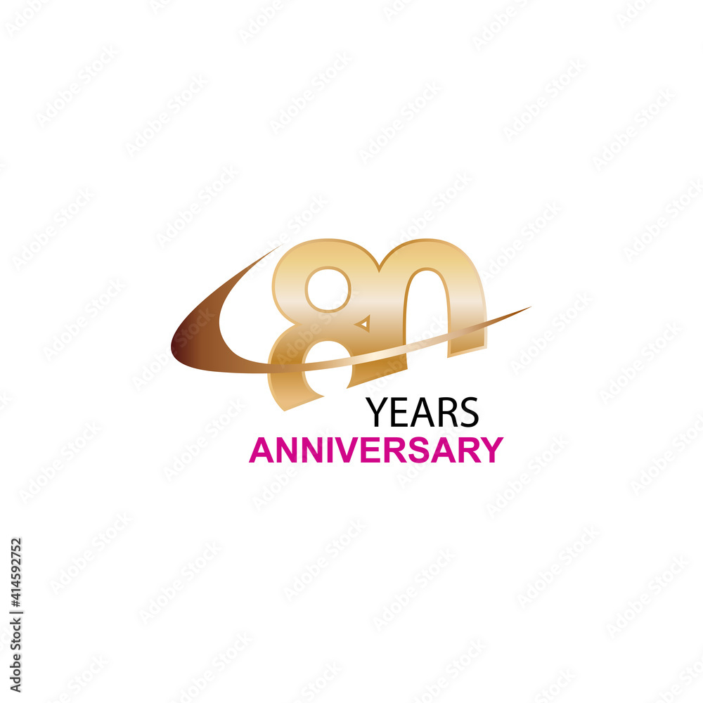 Obraz premium 80 year anniversary celebration vector template design illustration