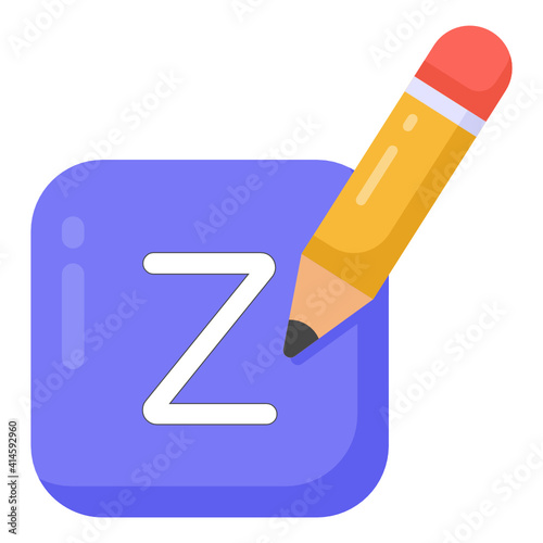 
Pen with z letter denoting flat icon of alphabet writing 


