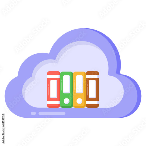 
Cloud library in flat style icon, online study 

