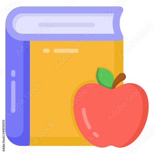 
Apple with book denoting flat icon of healthy education 

