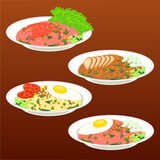 Nasi Goreng or Fried Rise icon, object, and beground template 