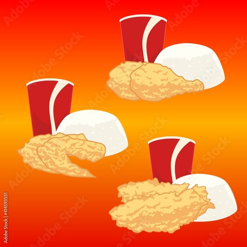 Fried Chicken Food icon, object, and background template