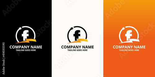 Flash initial letter F Logo Icon Template. Illustration vector graphic. Design concept Electrical Bolt and electric plugs With letter symbol. Perfect for corporate, more technology brand identity