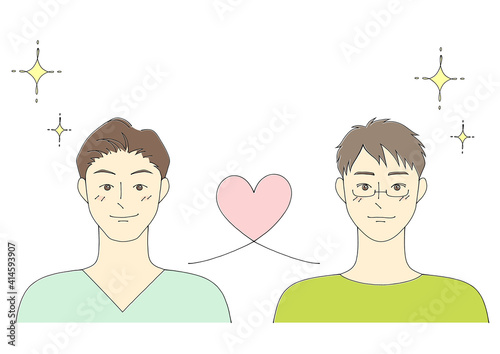 Illustration of a gay couple (white background, vector, cut out)